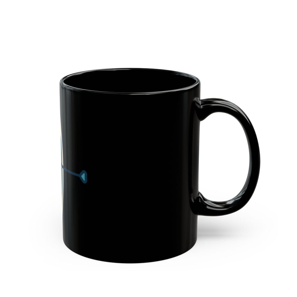 "Mountain Lake Paddle Board" Black Ceramic Mug — Graphic