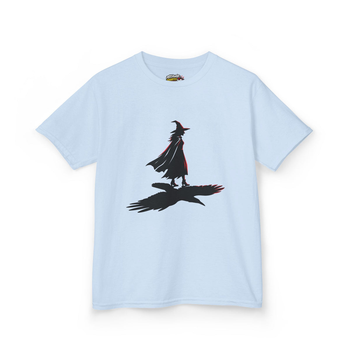 Color: Light Blue | Witch With Raven Shadow Kids Tee