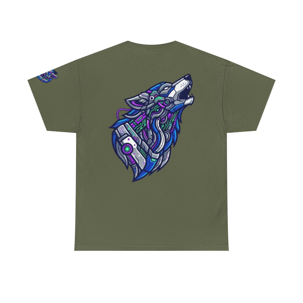 Color: Military Green | Cyber Wolf Premium Graphic Tee