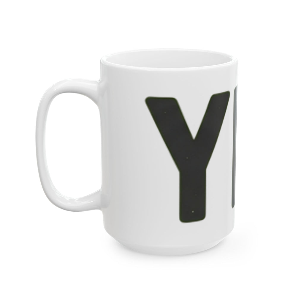 "Just Say Yes" White Ceramic Mug — Graphic