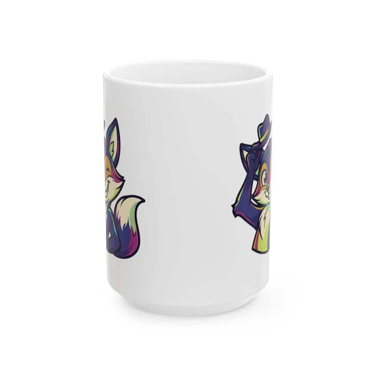 "Mischievous" White Ceramic Mug — Graphic