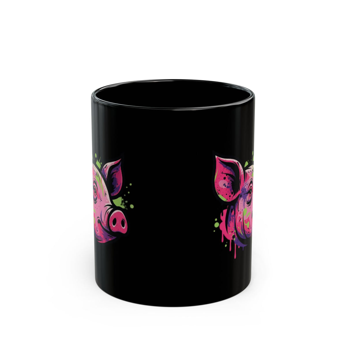 "Barnyard Pig" Black Ceramic Mug — Graphic