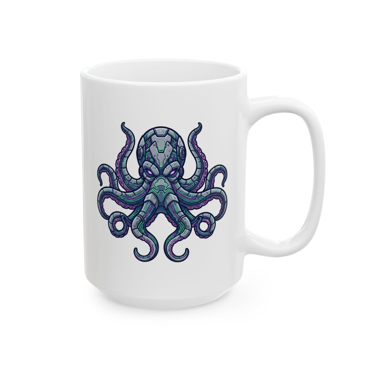 "Cyber Octopus" White Ceramic Mug