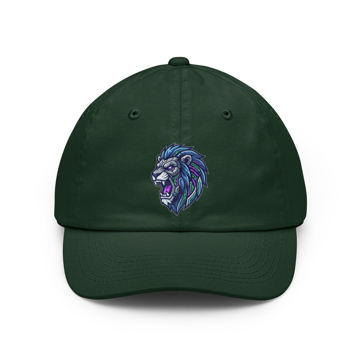 Color: Forest Green | Cyber Lion Dad Hat — -C