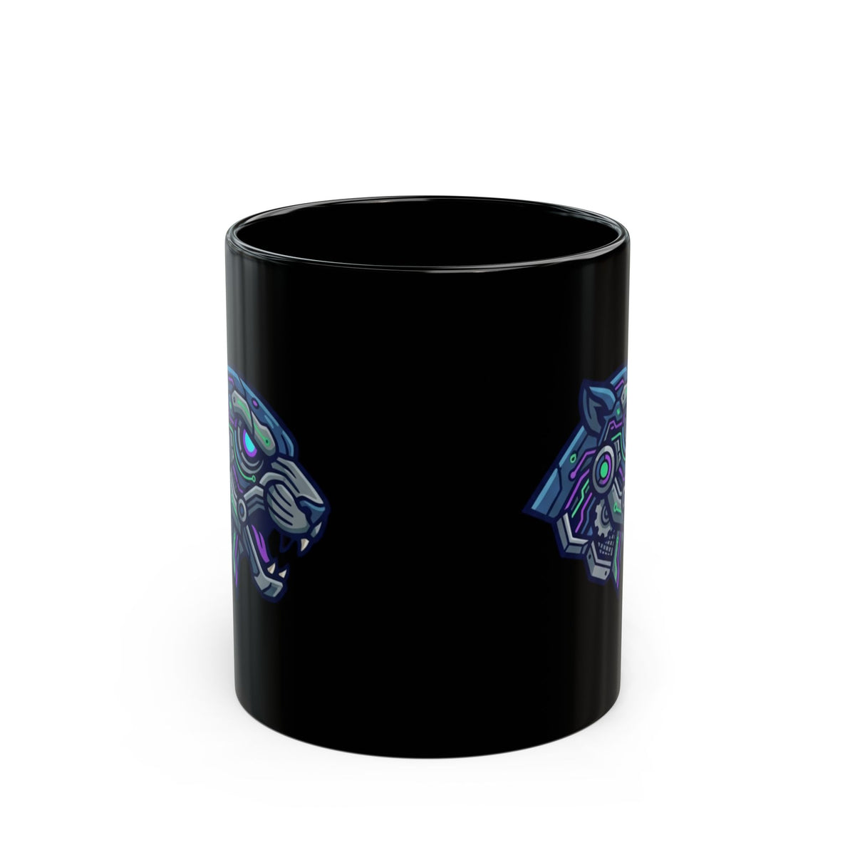 "Cyber Panther" Black Ceramic Mug — Graphic