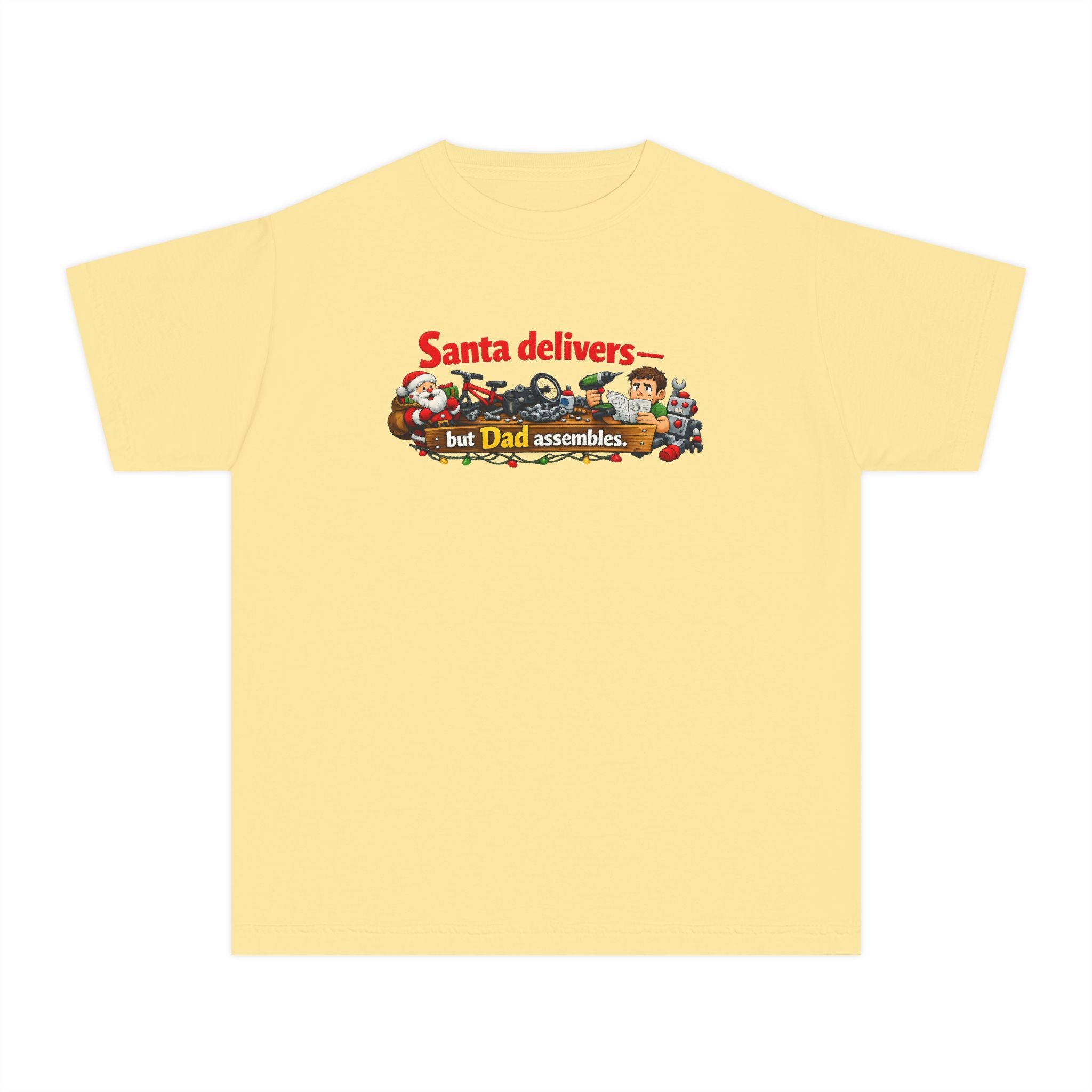 Santa's Easy Job - Dad's Assembly Hell | Youth Tee — AttitudeShirts