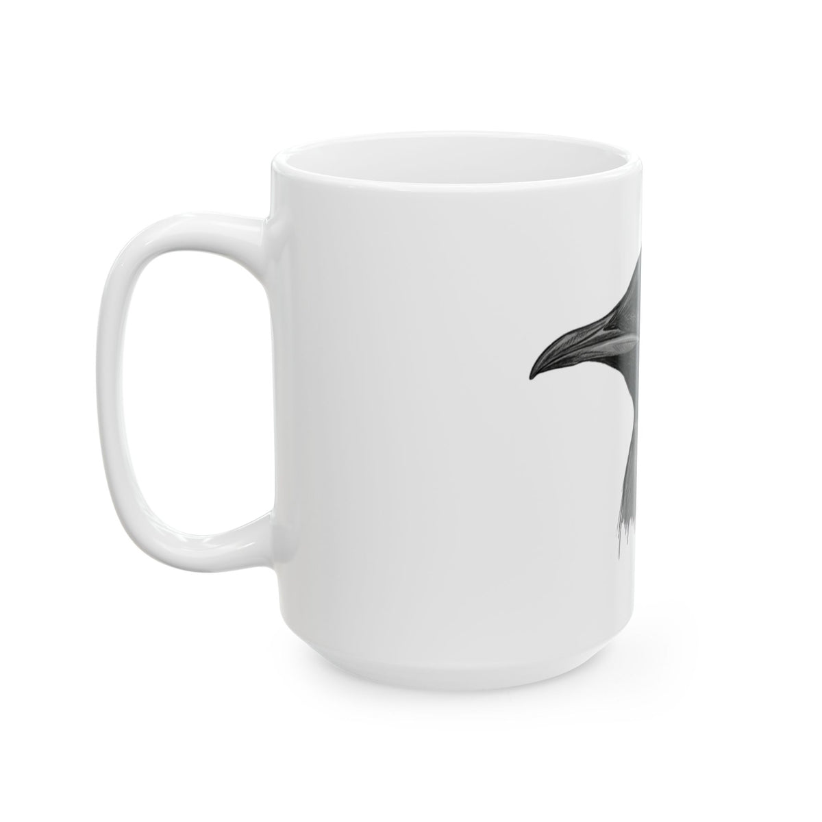 "Pencil Sketch Art Penguin" White Ceramic Mug — Graphic