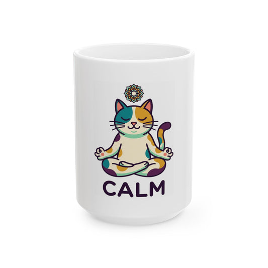 "Cat CALM" White Ceramic Mug
