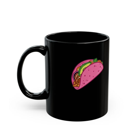 "I Love Pink Tacos" Black Ceramic Mug — Graphic
