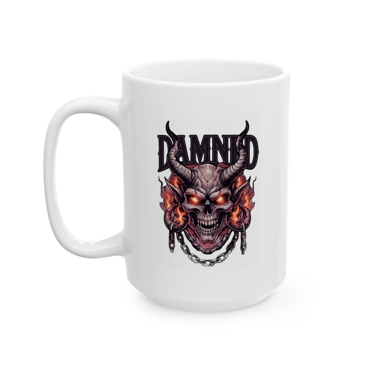 "Damned" White Ceramic Mug
