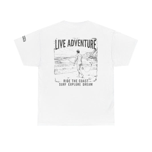Color: White | Live Adventure - Surf Premium Graphic Tee