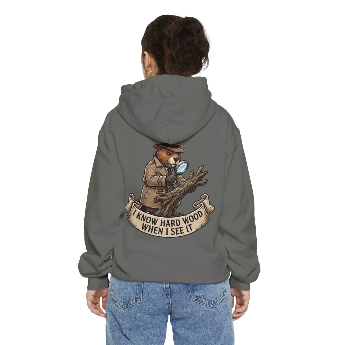 Color: Grey | I Know Hard Wood Garment-Dyed Hoodie
