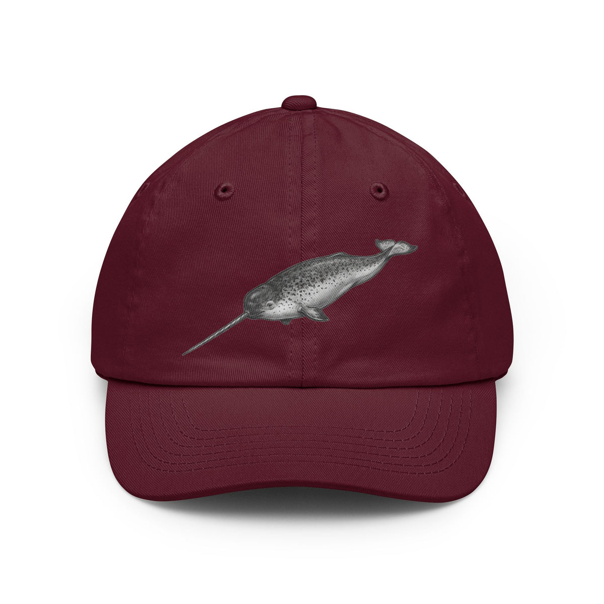 Color: Maroon | Pencil Sketch Art Narwhal Dad Hat