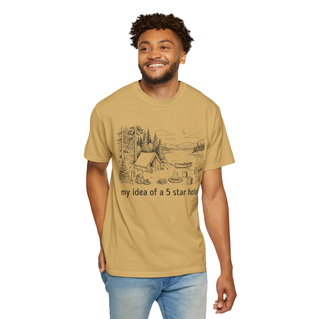 "Five Star Hotel Black Line Art" Unisex Garment-Dyed Tee