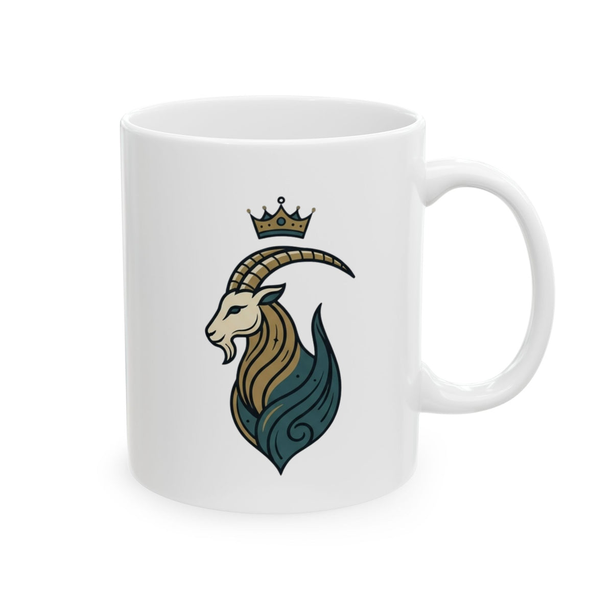 "Capricorn- The Sea-Goat Crest" White Ceramic Mug — Graphic