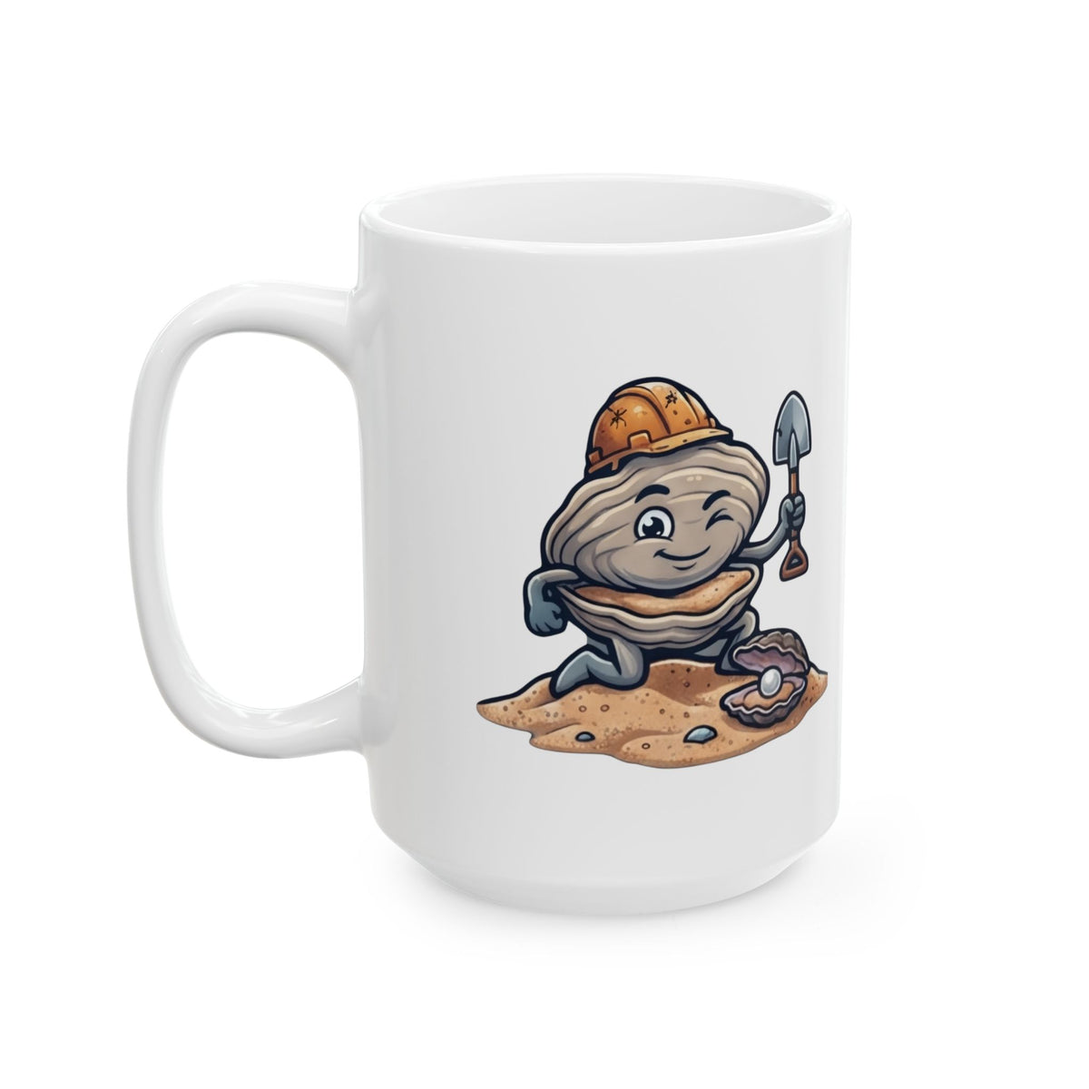 "Digging For The Big Pearl" White Ceramic Mug — Graphic