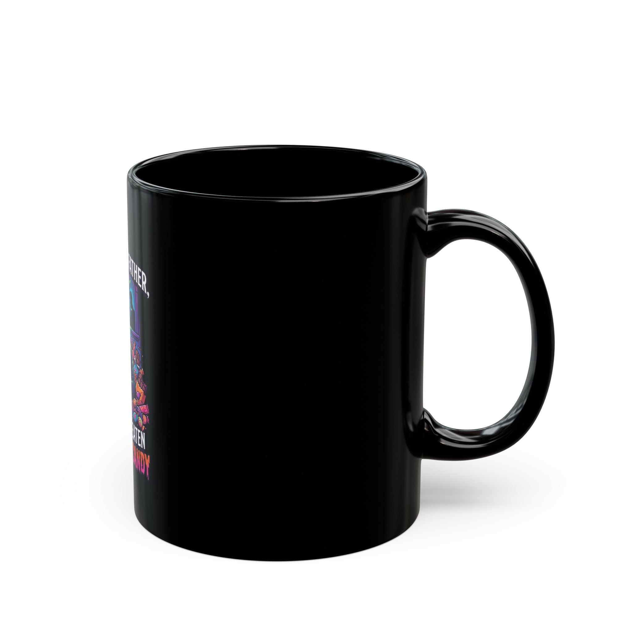 "Forgive Me Father Too Much Candy" Black Ceramic Mug
