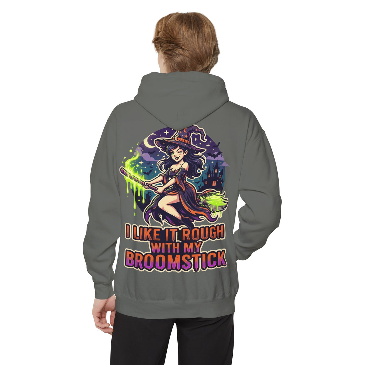 Color: Grey | I Like It Rough With My Broomstick Garment-Dyed Hoodie