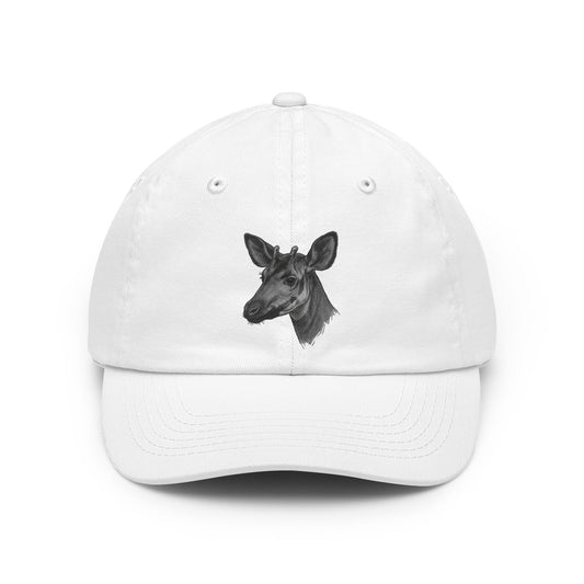 Color: White | Pencil Sketch Art Okapi Dad Hat — Graphic