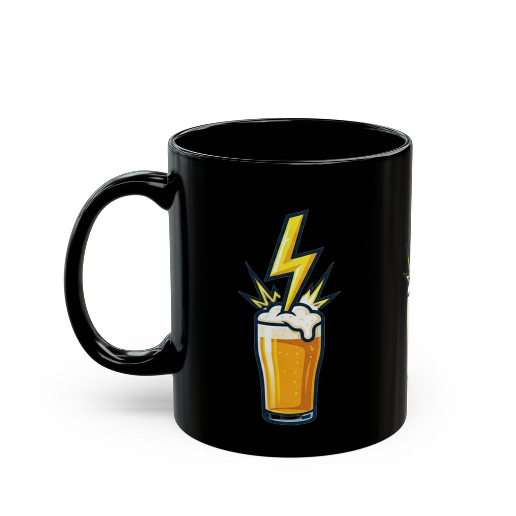 "Static Electricity Brewing" Black Ceramic Mug — Graphic