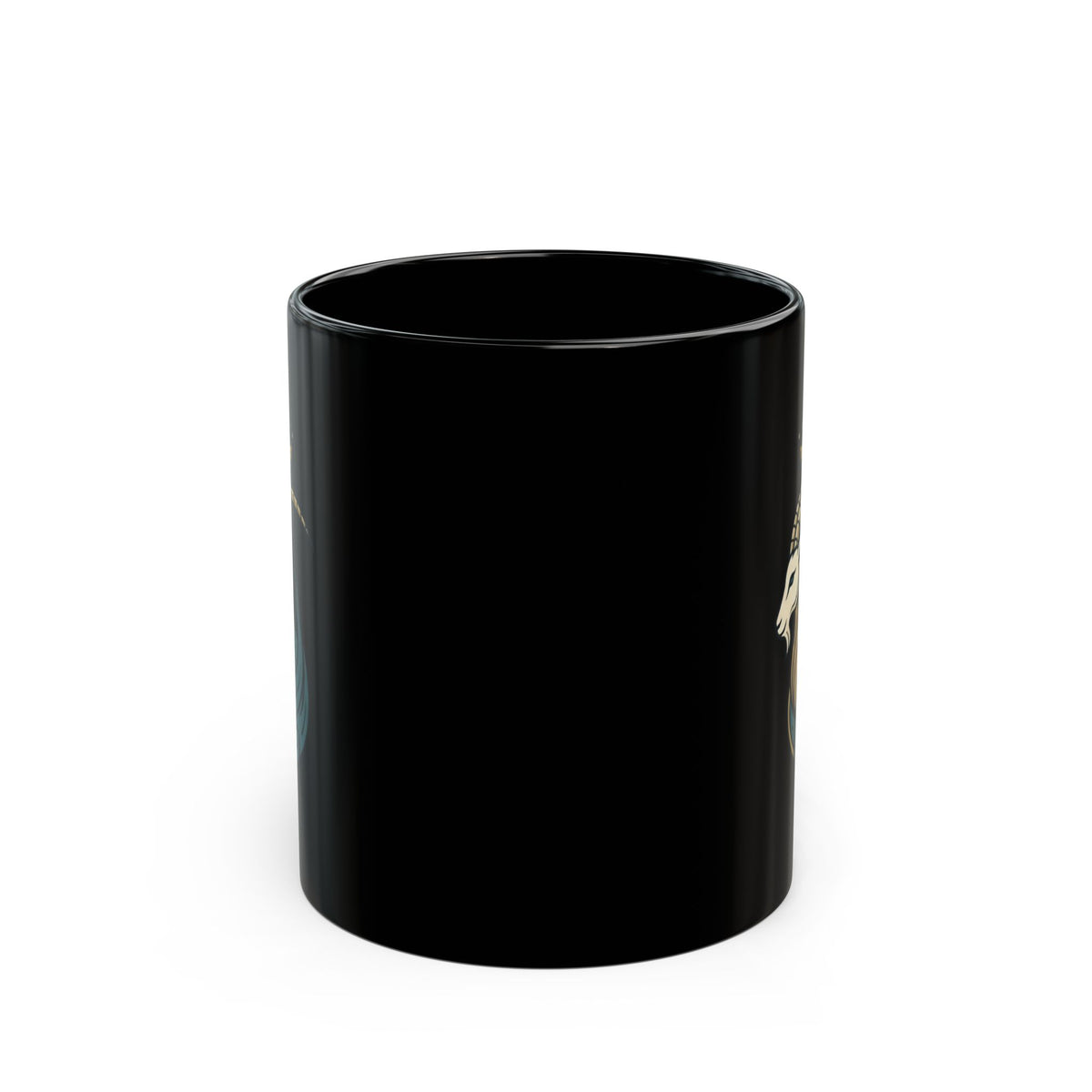 "Capricorn- The Sea-Goat Crest" Black Ceramic Mug — Graphic