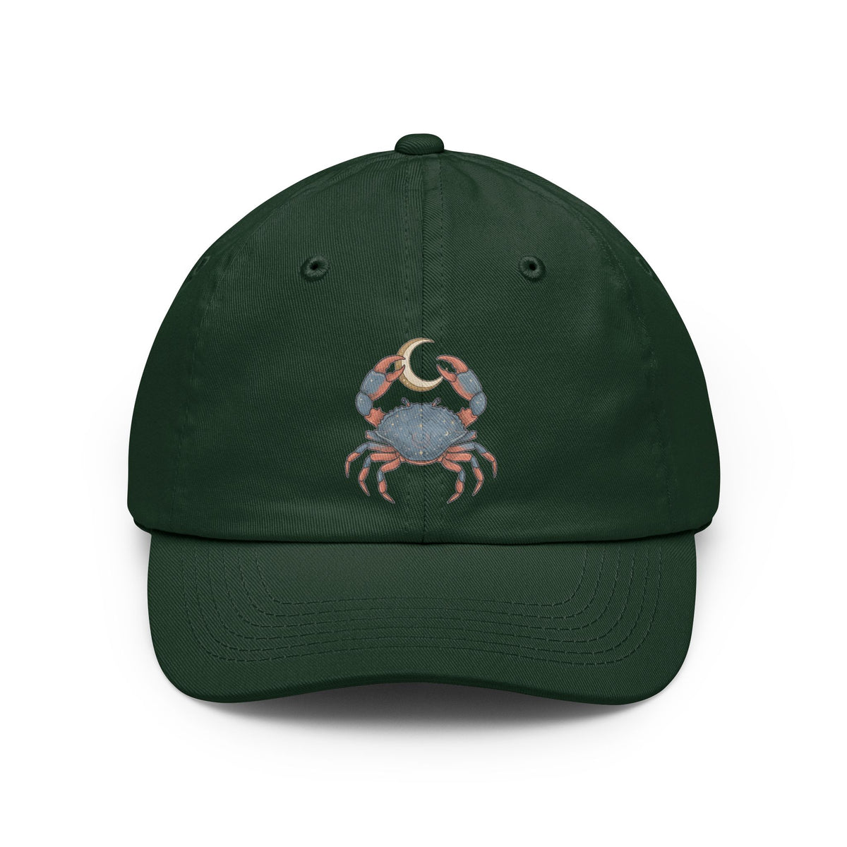 Color: Forest Green | Cancer The Moon Child Crab Dad Hat — Graphic