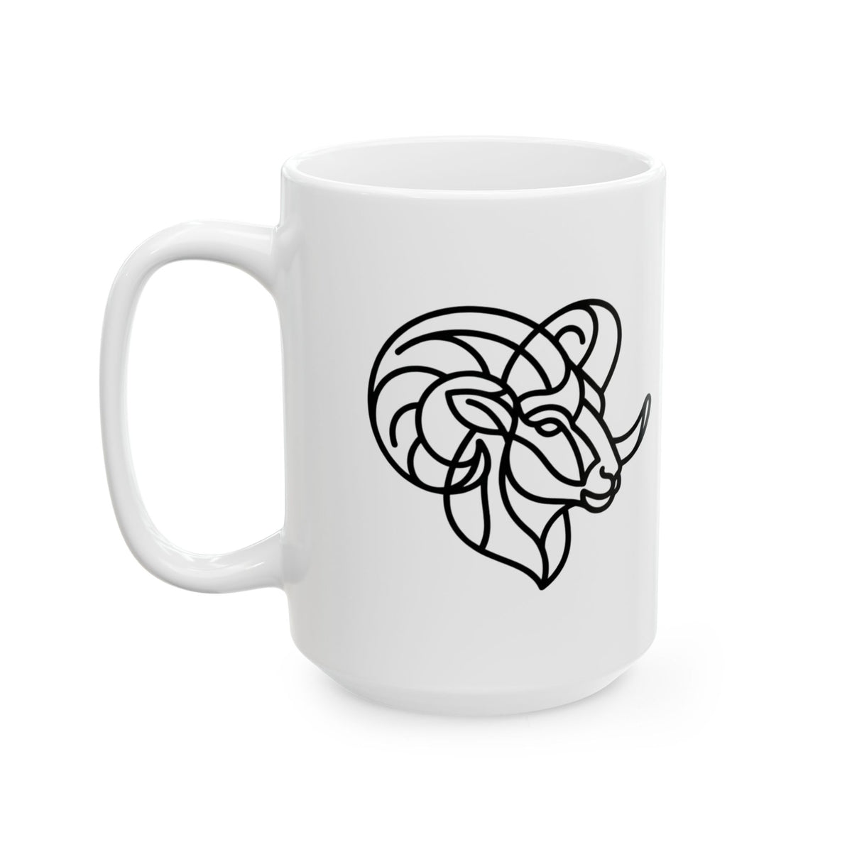 "Aries The Minimalist Ram" White Ceramic Mug