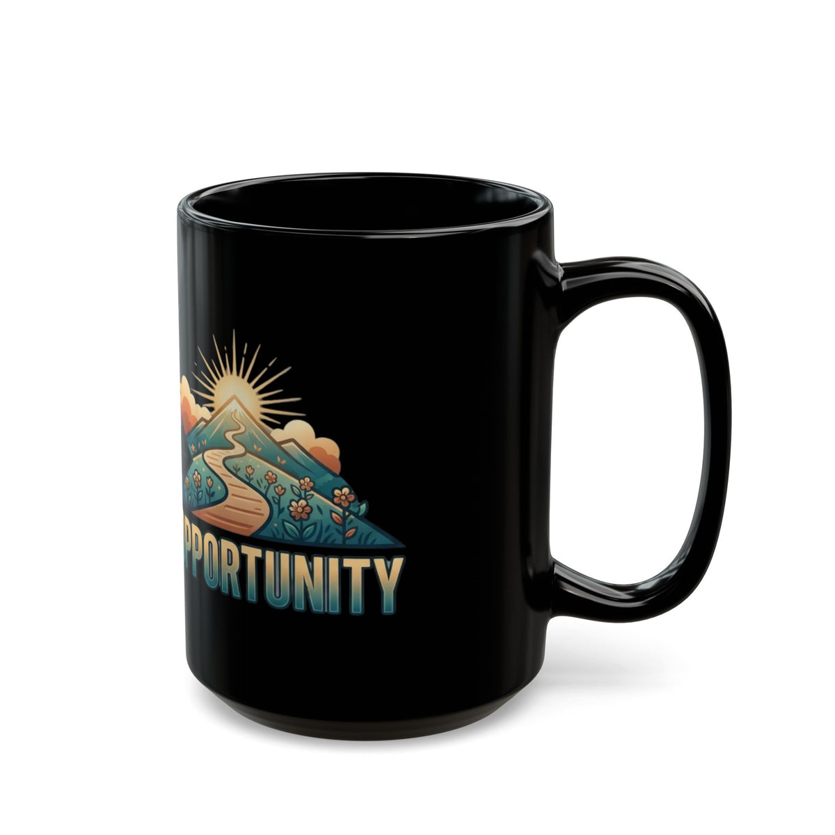 "Obstacle Or An Opportunity" Black Ceramic Mug