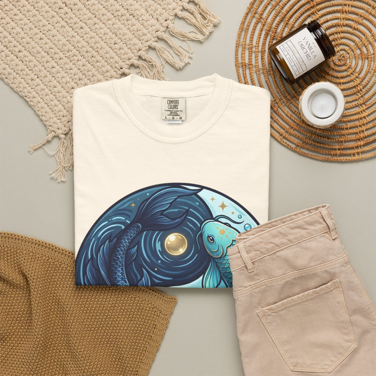 Yin Yang Pisces Unisex Garment-Dyed Tee
