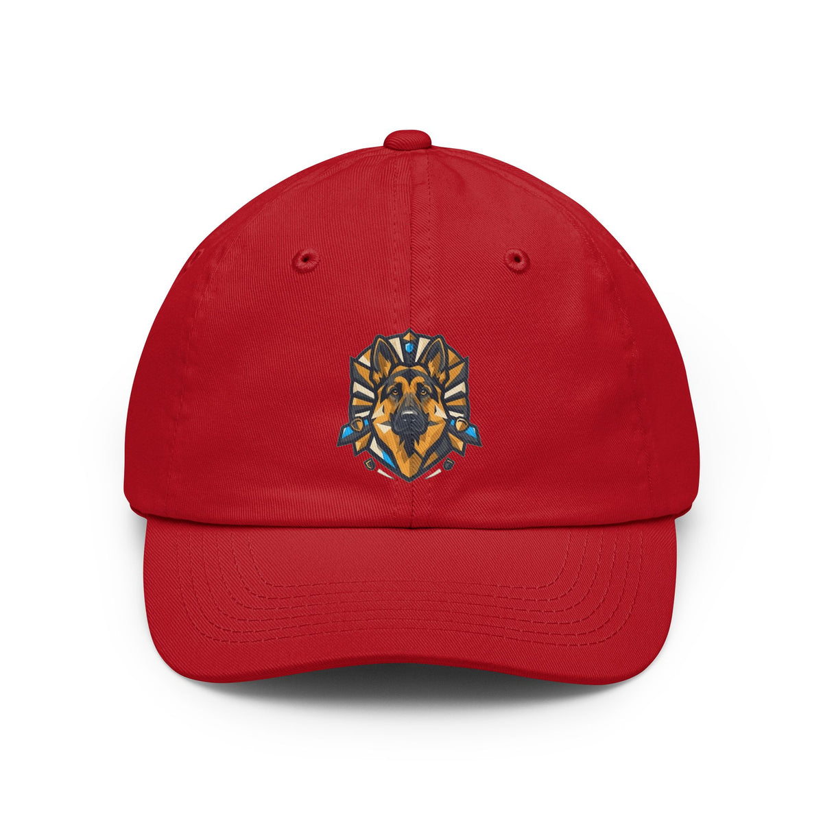 Color: Red | German Shepherd Guardian Loyal Brave Dad Hat — Graphic