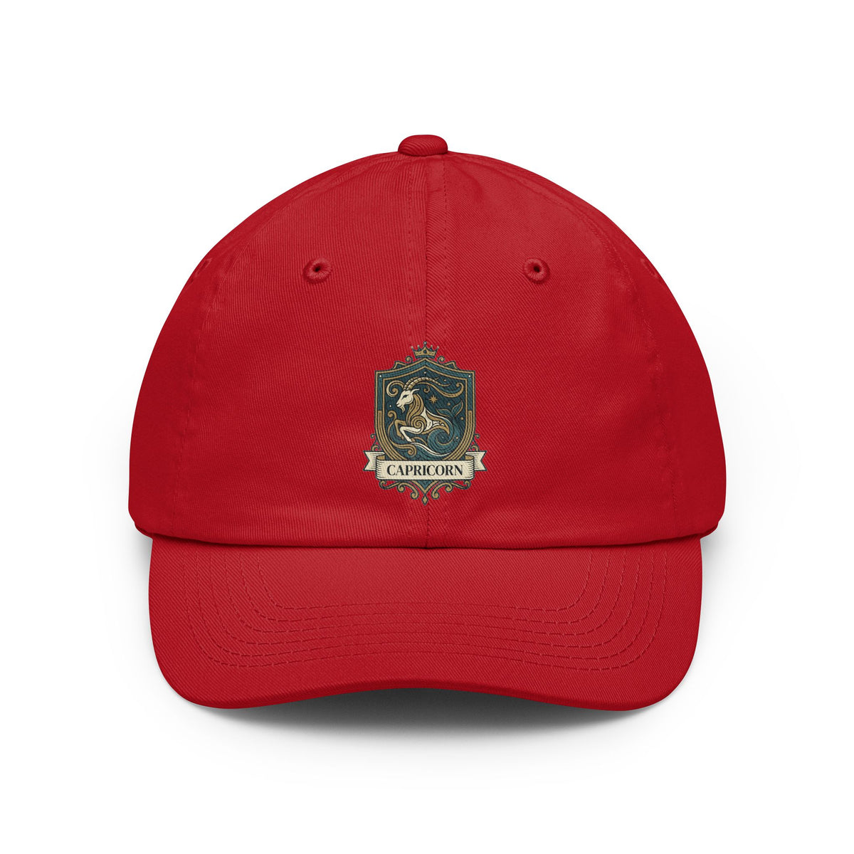 Color: Red | Capricorn- The Sea-Goat Crest Dad Hat