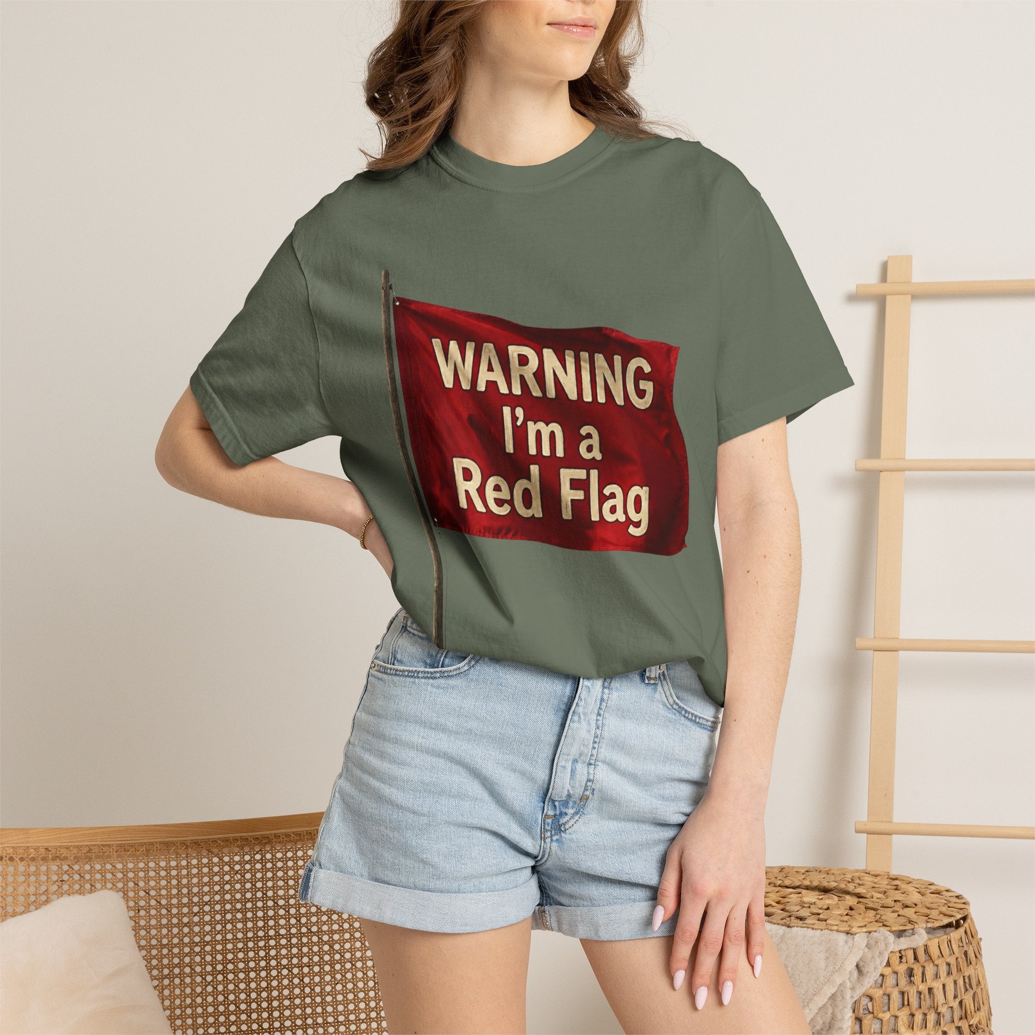"Warning I'm A Red Flag" Unisex Garment-Dyed Tee