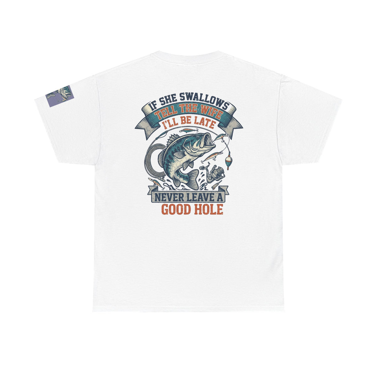 Color: White | Never Leave A Good Hole Premium Graphic Tee