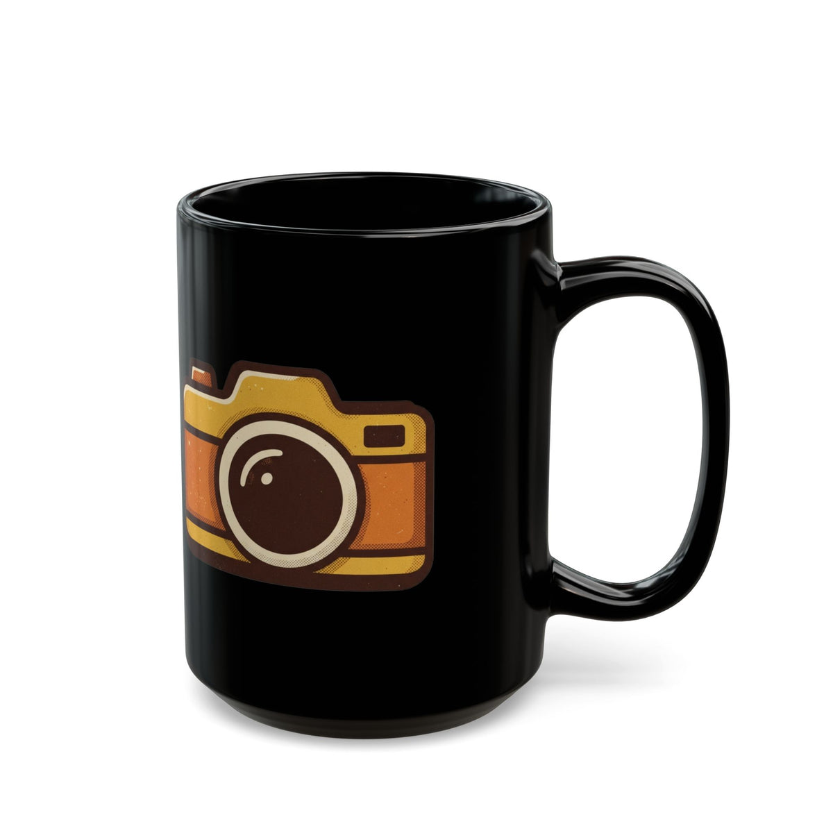 "Eyes Closed As Usual" Black Ceramic Mug — Graphic