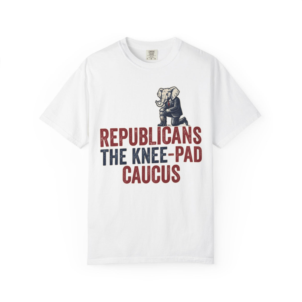 Color: White | The Knee Pad Caucus Unisex Garment-Dyed Tee