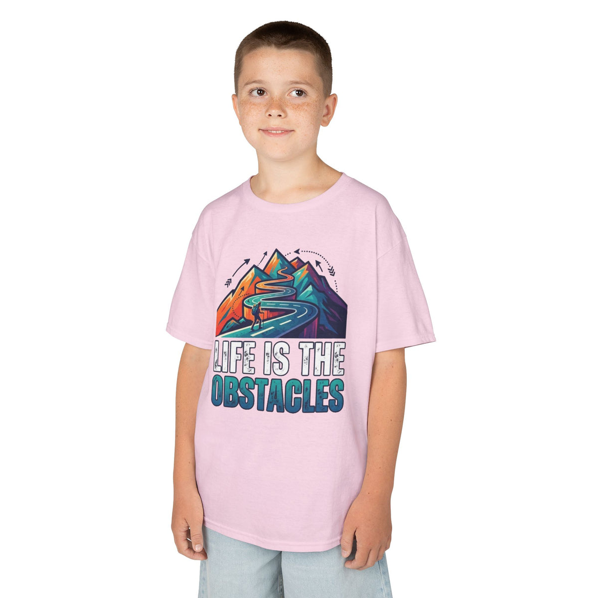 Color: Light Pink | Life Is The Obstacles Kids Tee