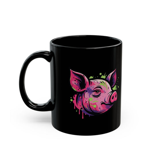 "Barnyard Pig" Black Ceramic Mug — Graphic