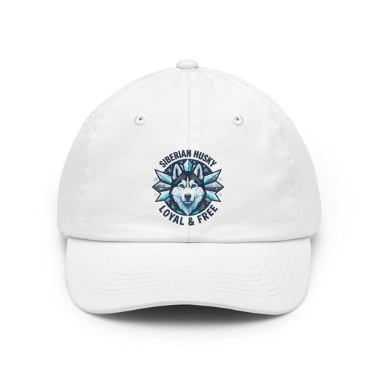 Color: White | Siberian Husky Loyal & Free Dad Hat