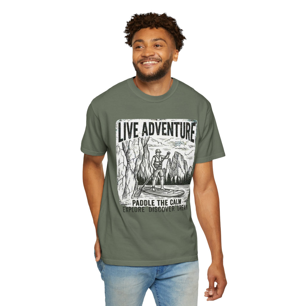 "Live Adventure - Paddle Board" Unisex Garment-Dyed Tee