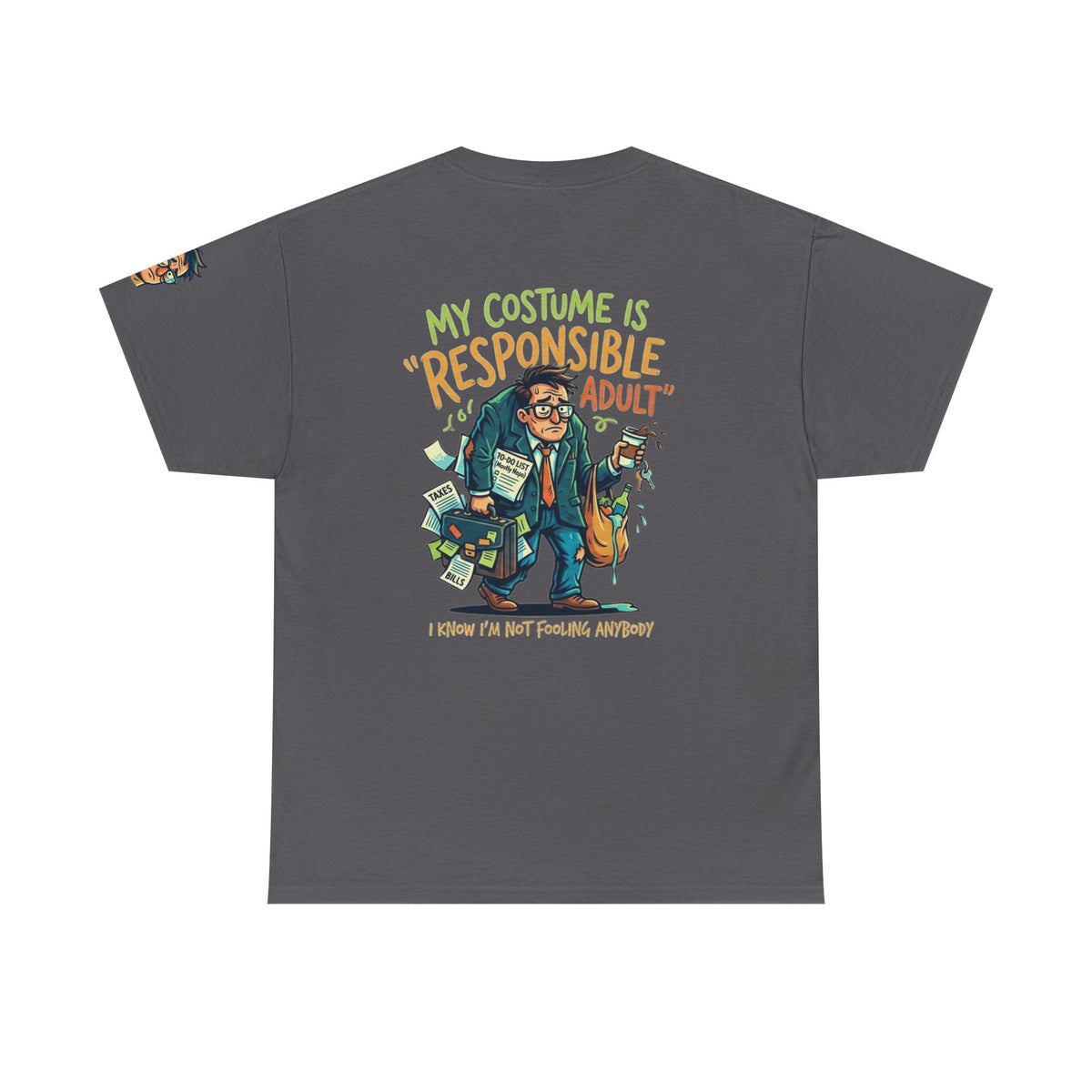 Color: Charcoal | Responsible Adult Costume Premium Graphic Tee
