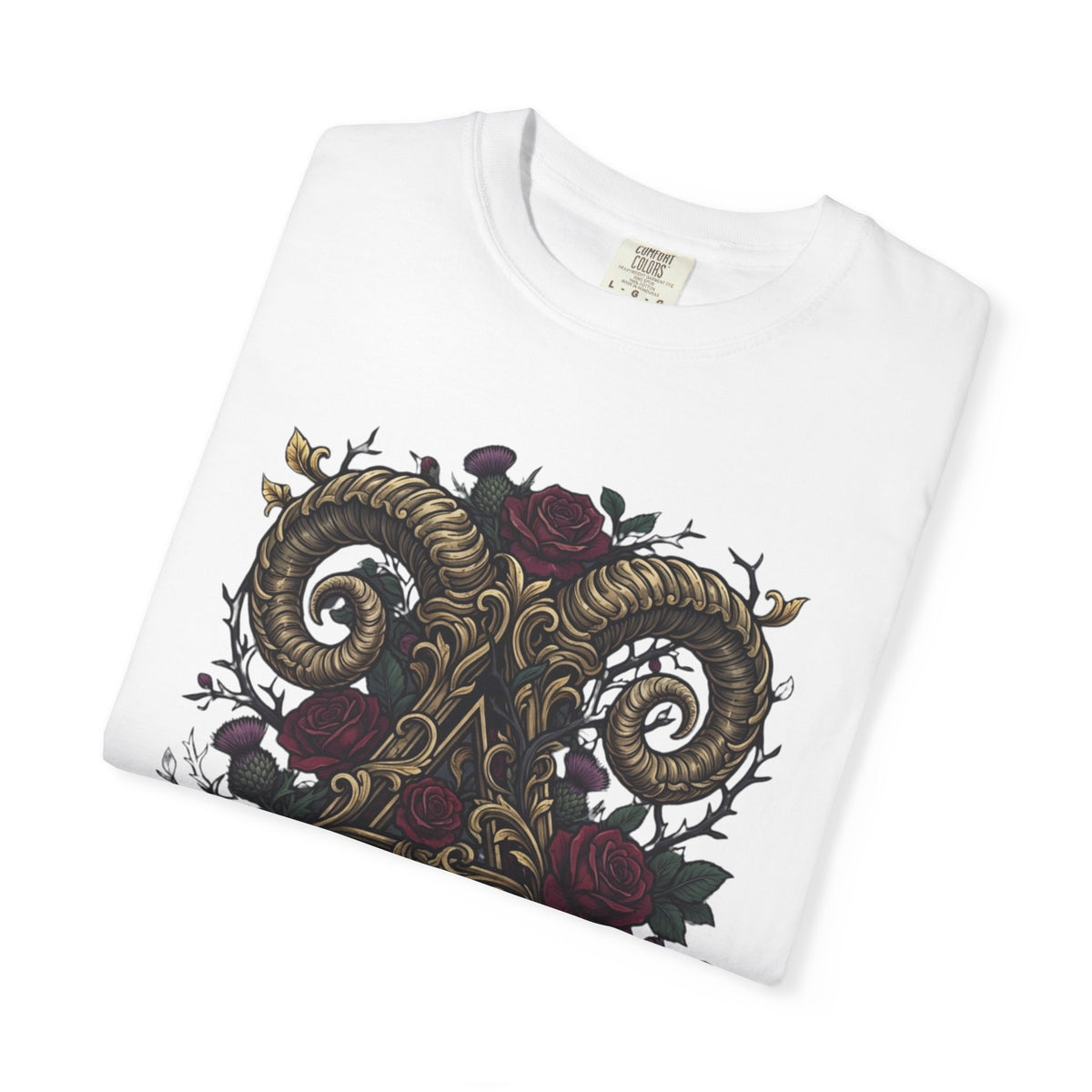 Floral Monogram Aries Unisex Garment-Dyed Tee