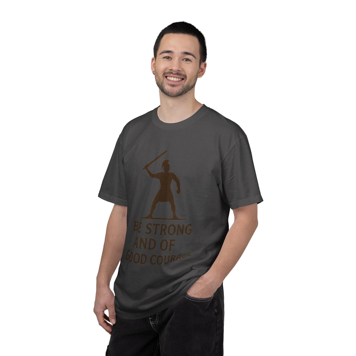 Color: Graphite | Be Strong and of Good Courage-2 Unisex Garment-Dyed T-shirt
