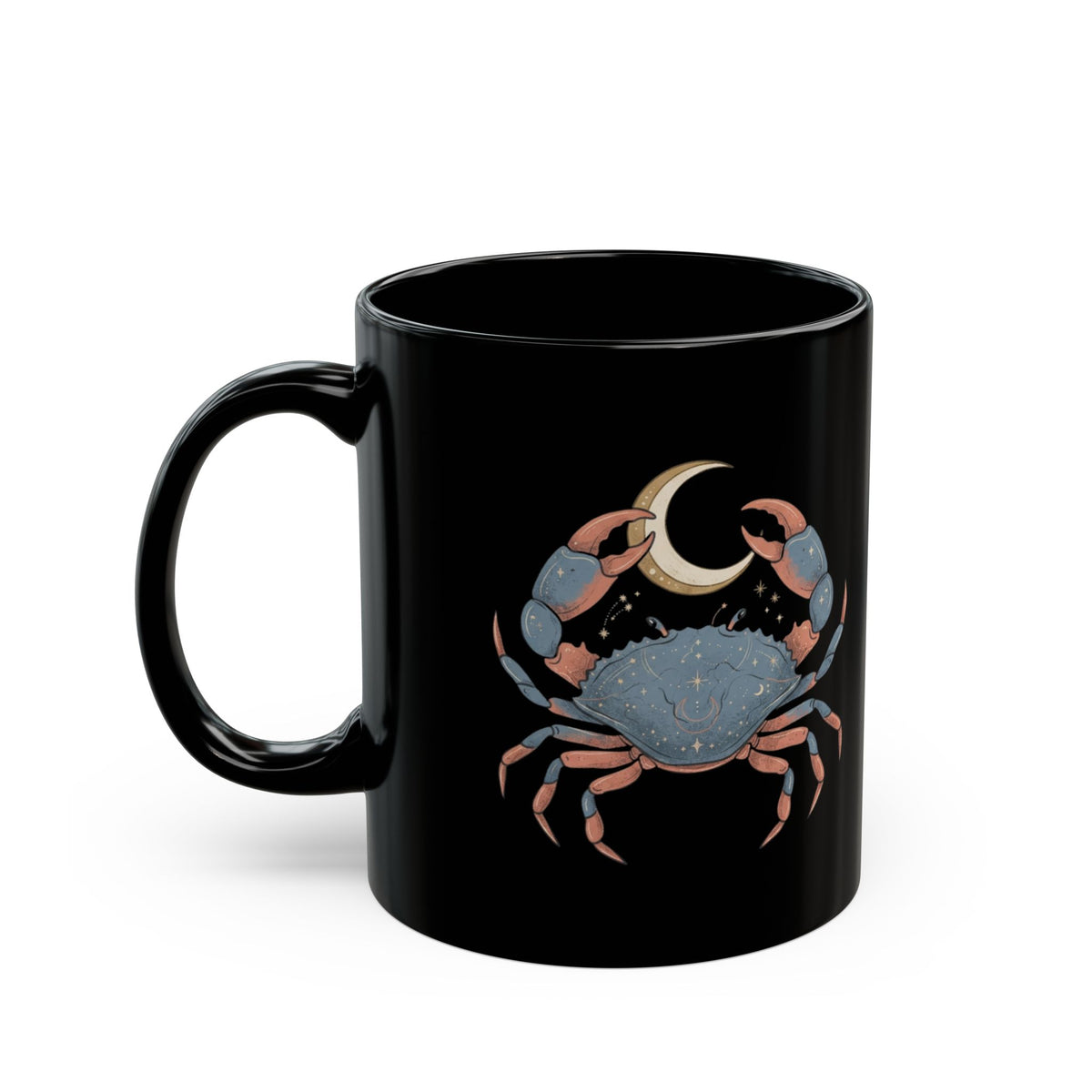 "Cancer The Moon Child Crab" Black Ceramic Mug