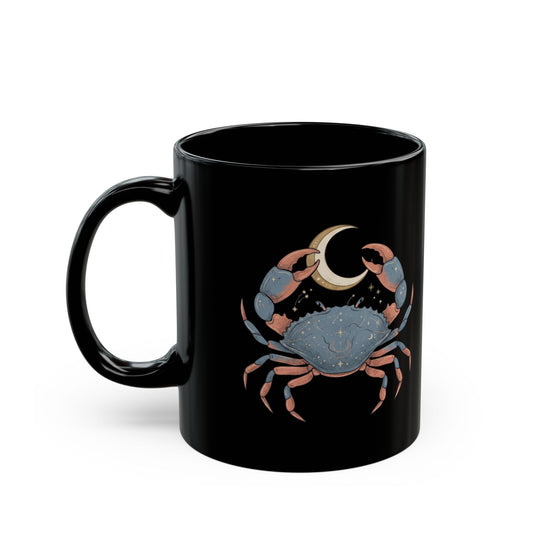 "Cancer The Moon Child Crab" Black Ceramic Mug
