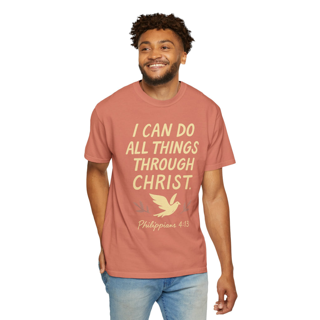 "All Things Through Christ" Unisex Garment-Dyed T-shirt