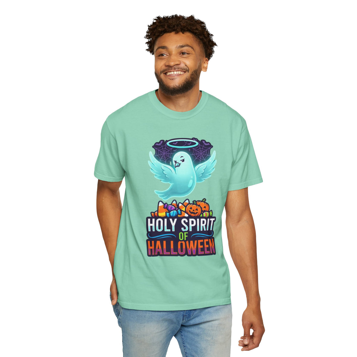 Color: Island Reef | Holy Spirit of Halloween Unisex Garment-Dyed Tee