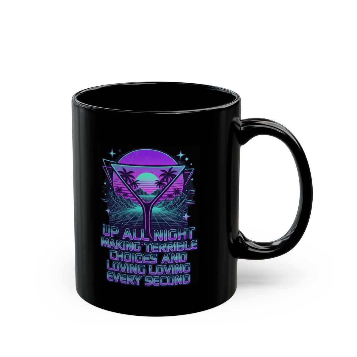 "Up All Night" Black Ceramic Mug