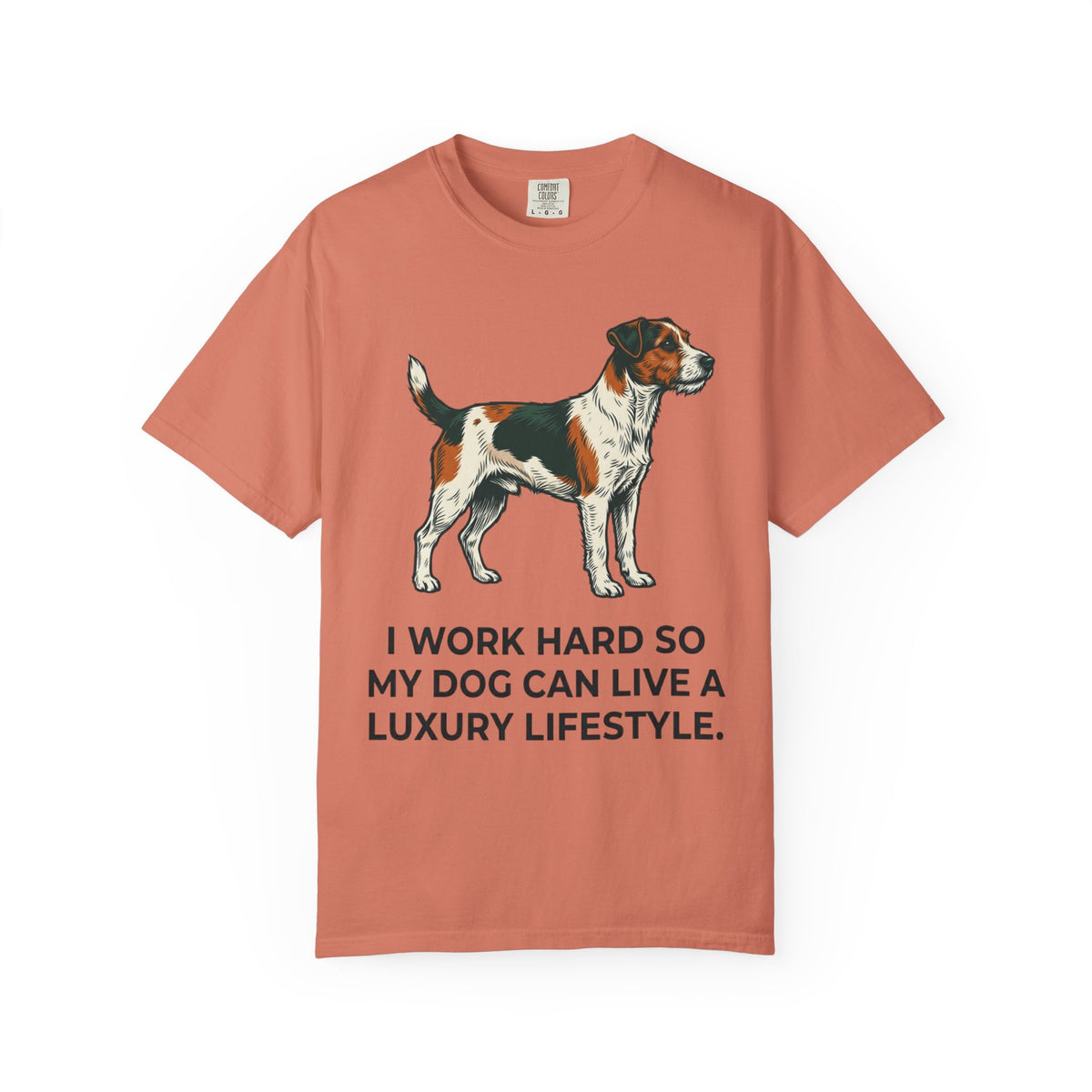 Color: Terracotta | I Work Hard -1 Unisex Garment-Dyed T-shirt