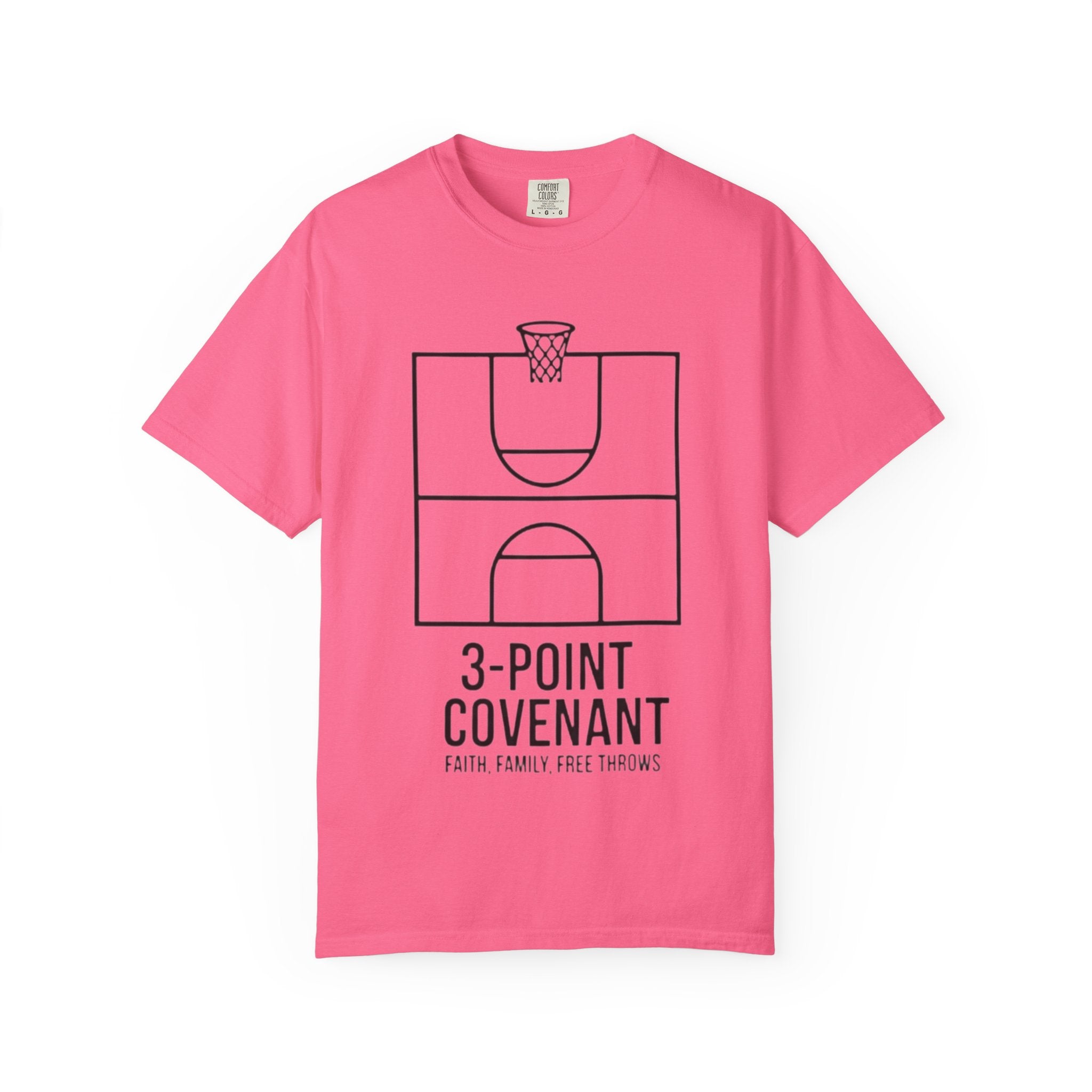 “3‑Point Covenant: Faith, Family, Free Throws" Unisex Garment-Dyed T-shirt
