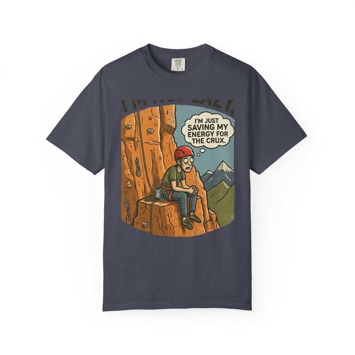 Color: Navy | Saving Energy for the Crux Unisex Garment-Dyed Tee